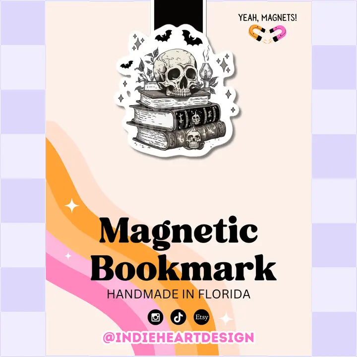 Skull & Script Magnetic Bookmark