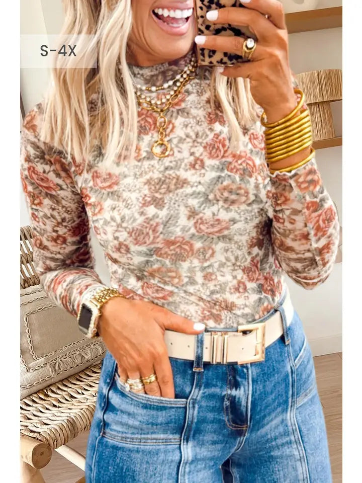 Blushing Meadow Mesh Top