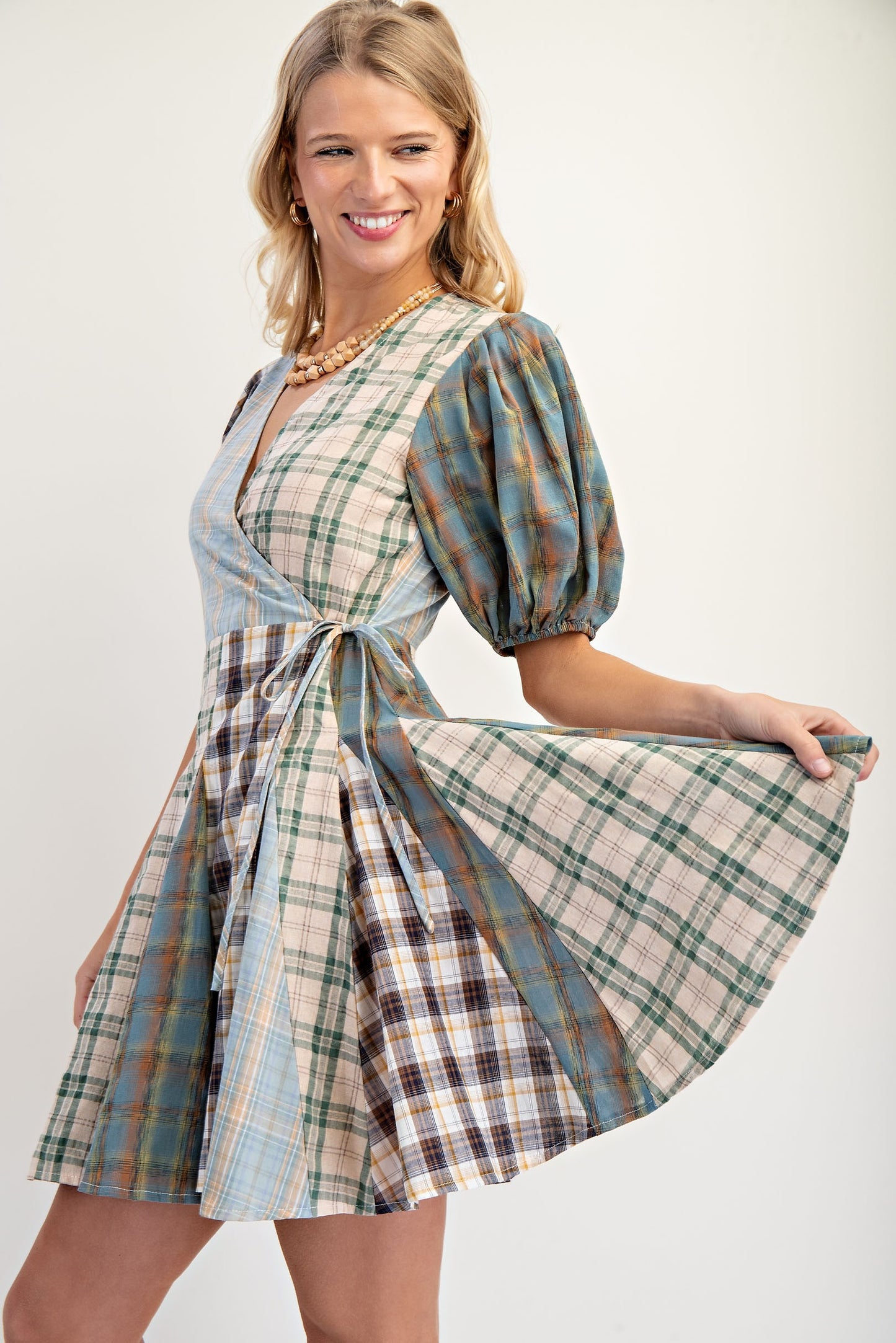 Golden Picnic Wrap Dress