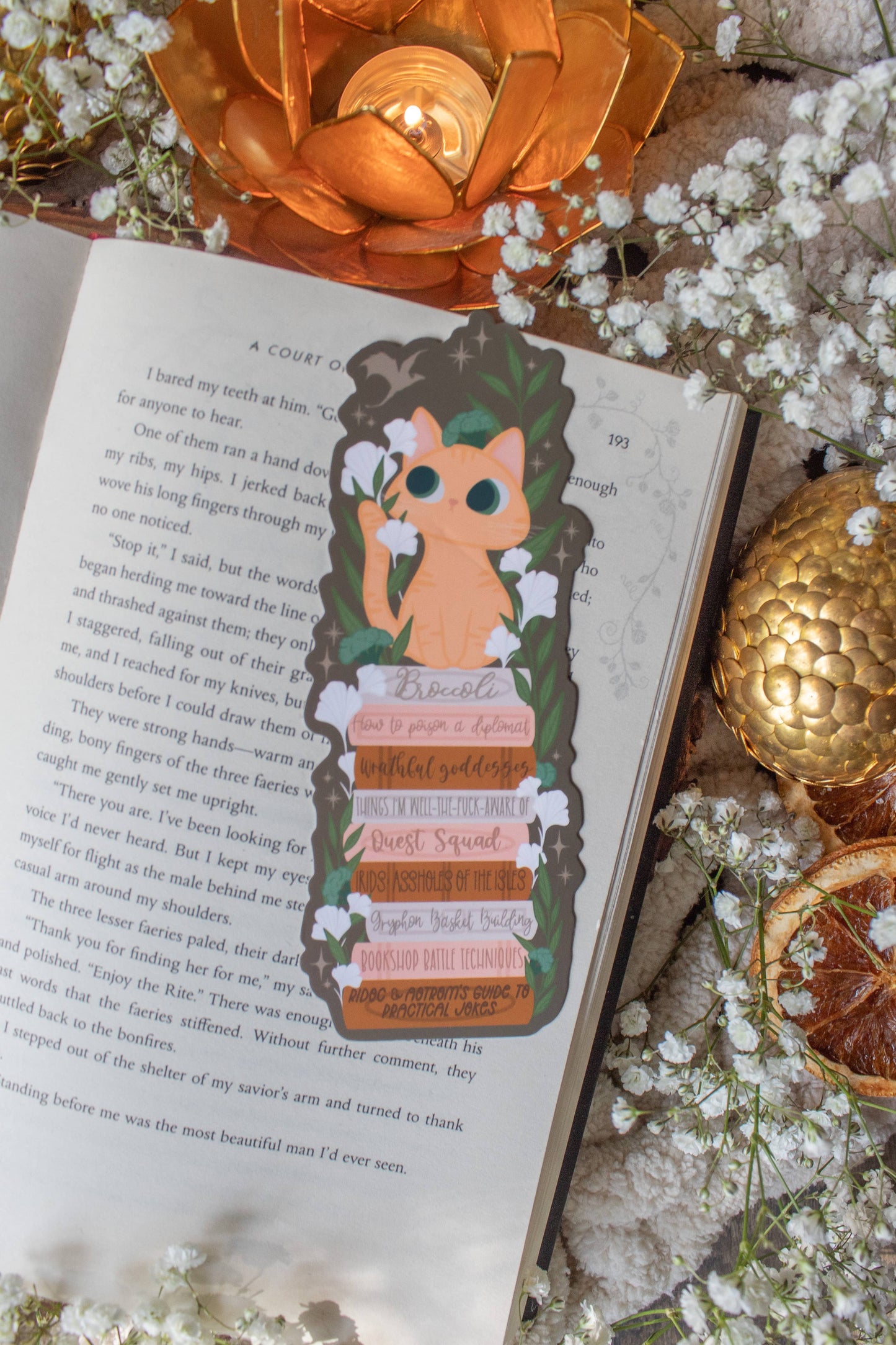 Broccoli’s Cozy Stacks Bookmark