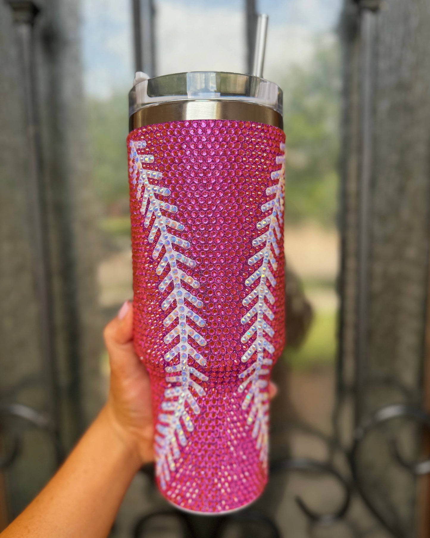 Pink Game Day Bling Softball Tumbler (40oz)