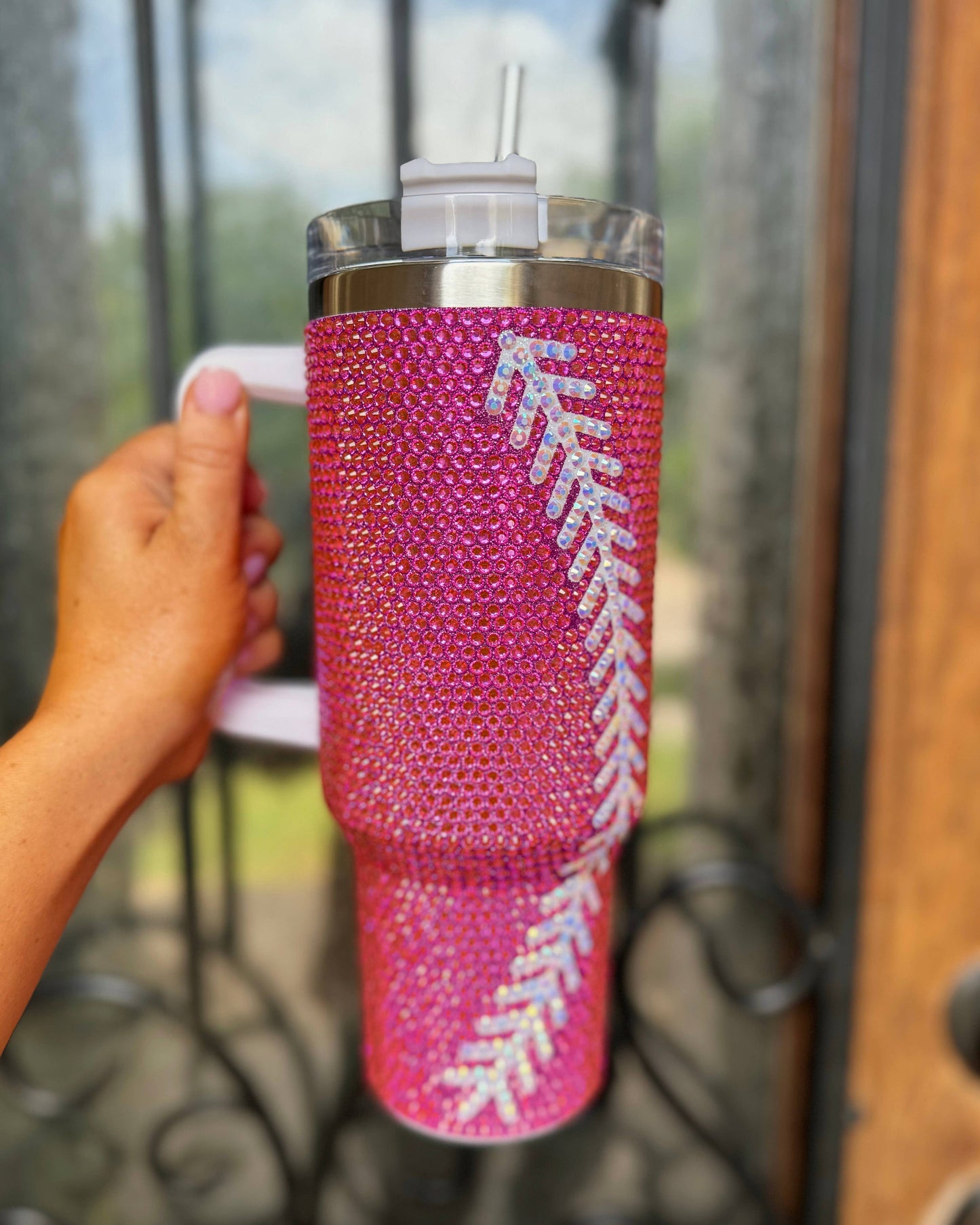 Pink Game Day Bling Softball Tumbler (40oz)