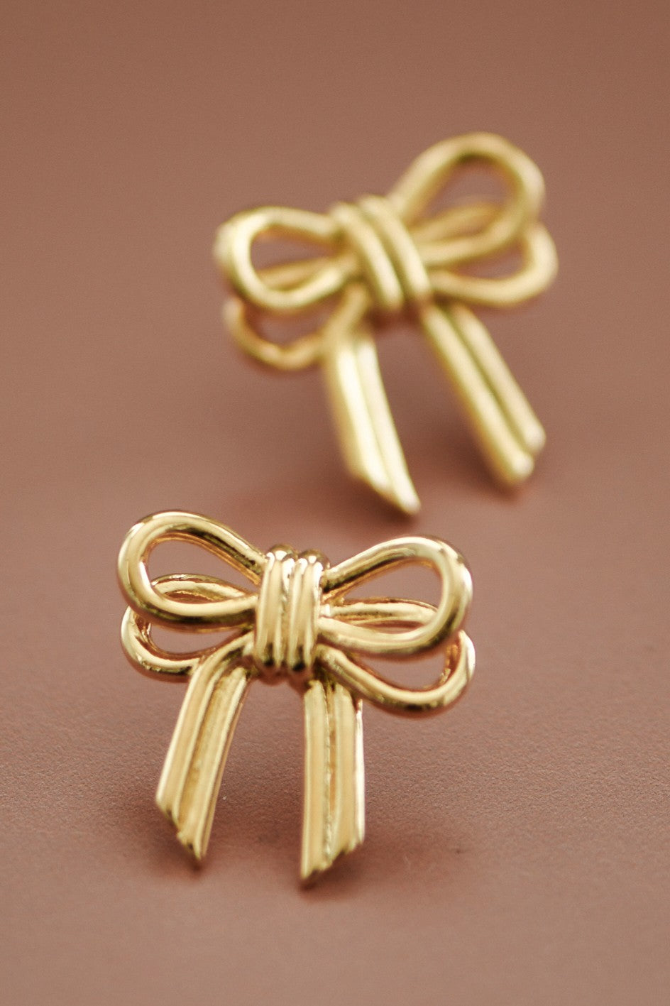 Golden Double Bow Studs