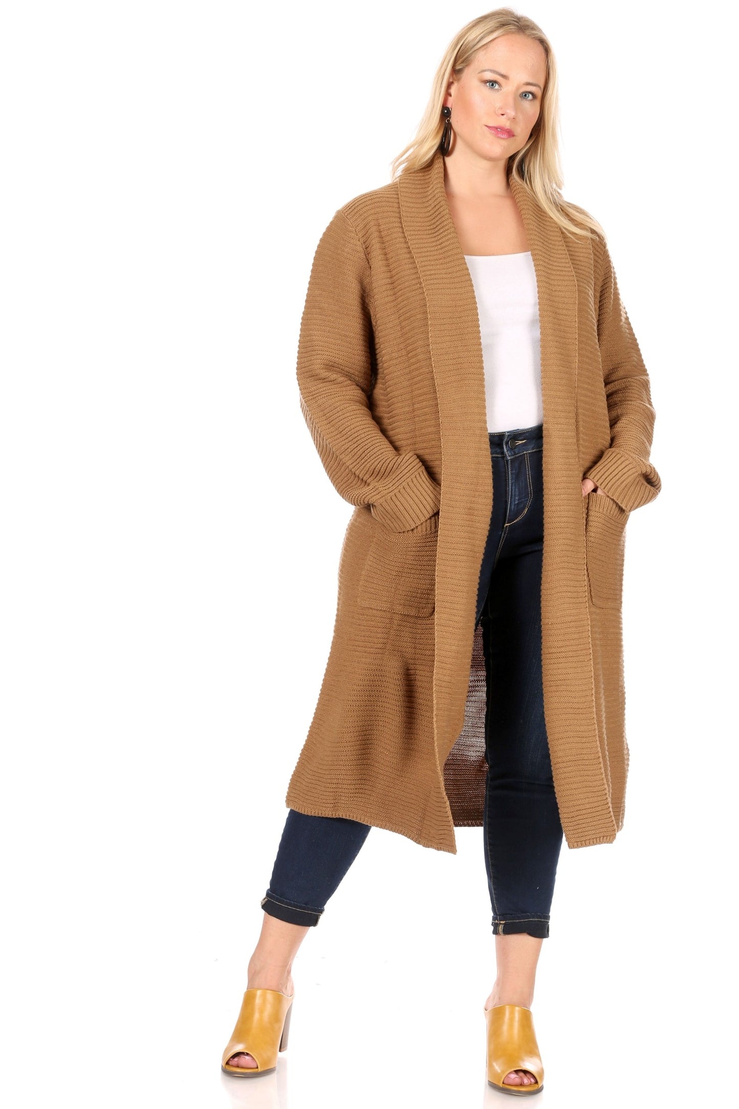 Classic Ribbed Longline Cardigan (Plus)