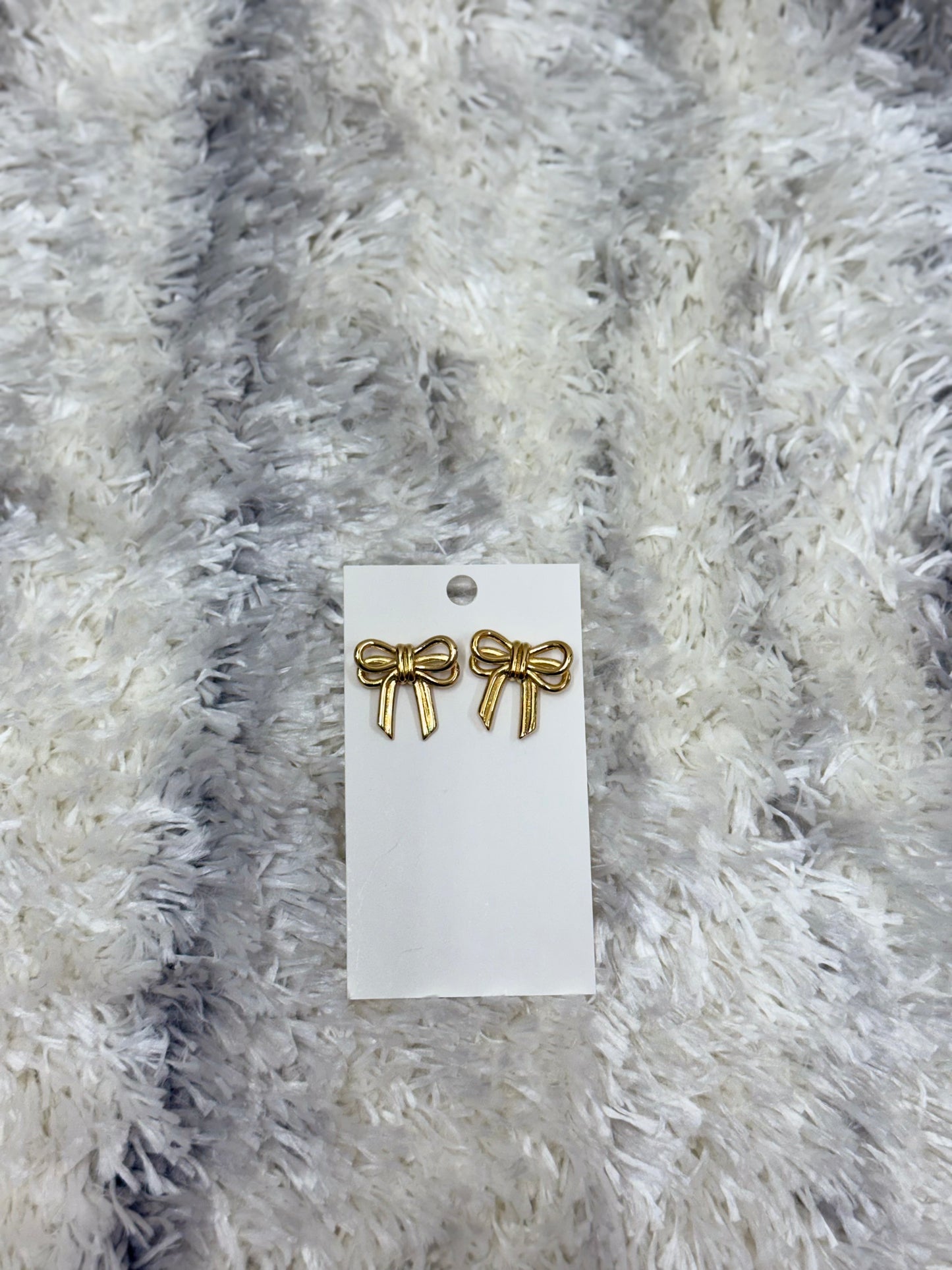 Golden Double Bow Studs