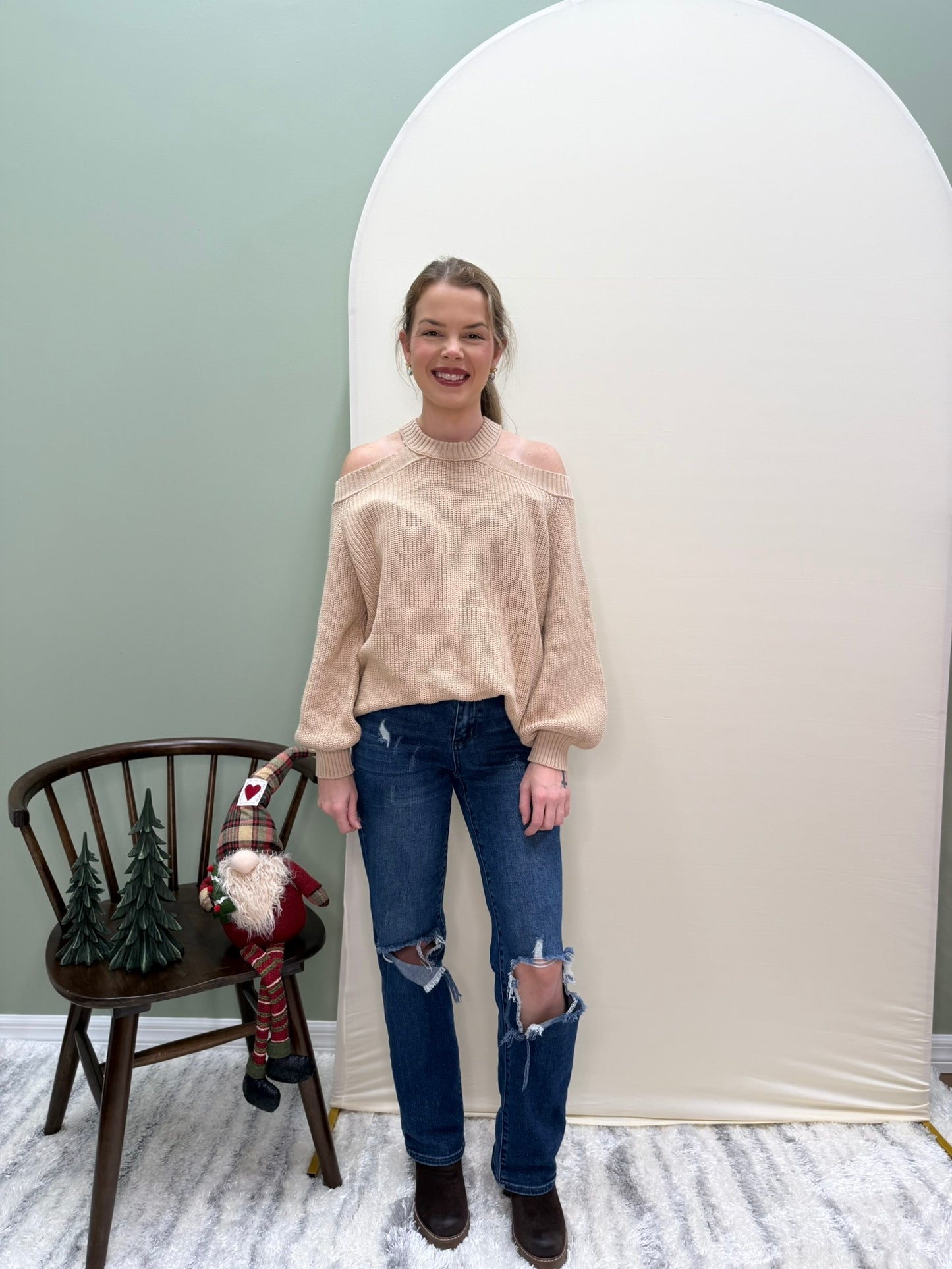 Cotton Cold Shoulder Sweater