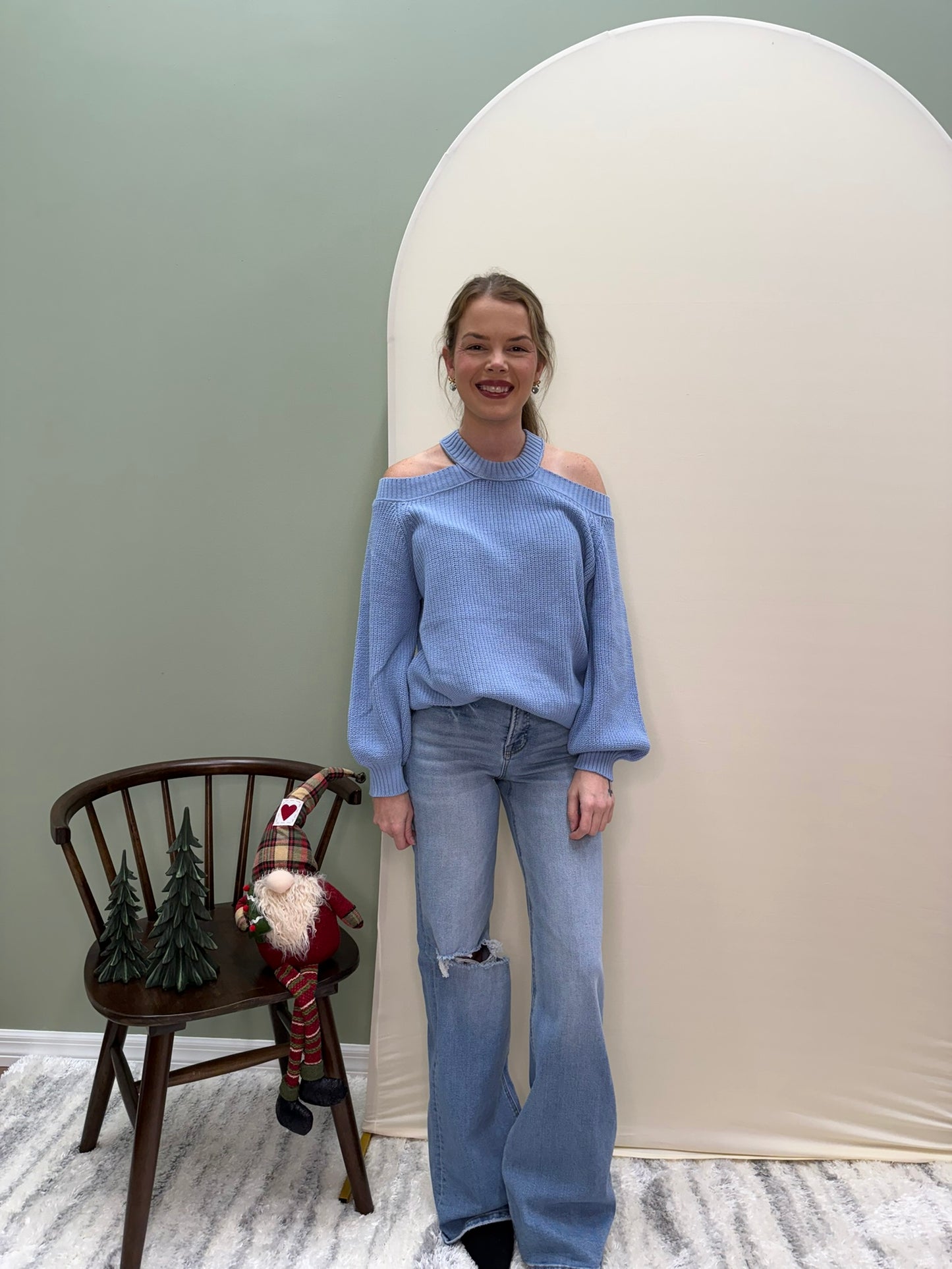 Cotton Cold Shoulder Sweater