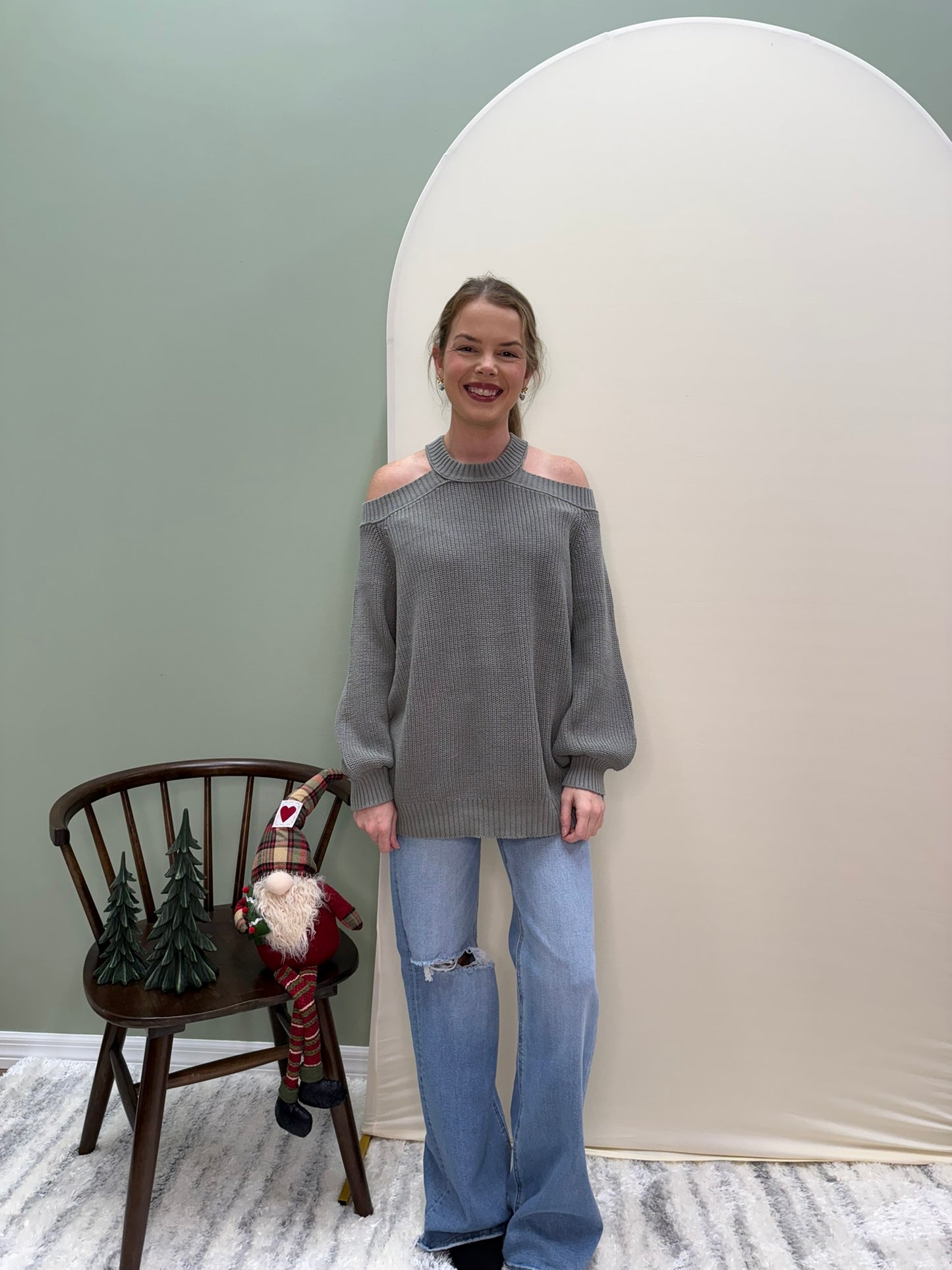 Cotton Cold Shoulder Sweater