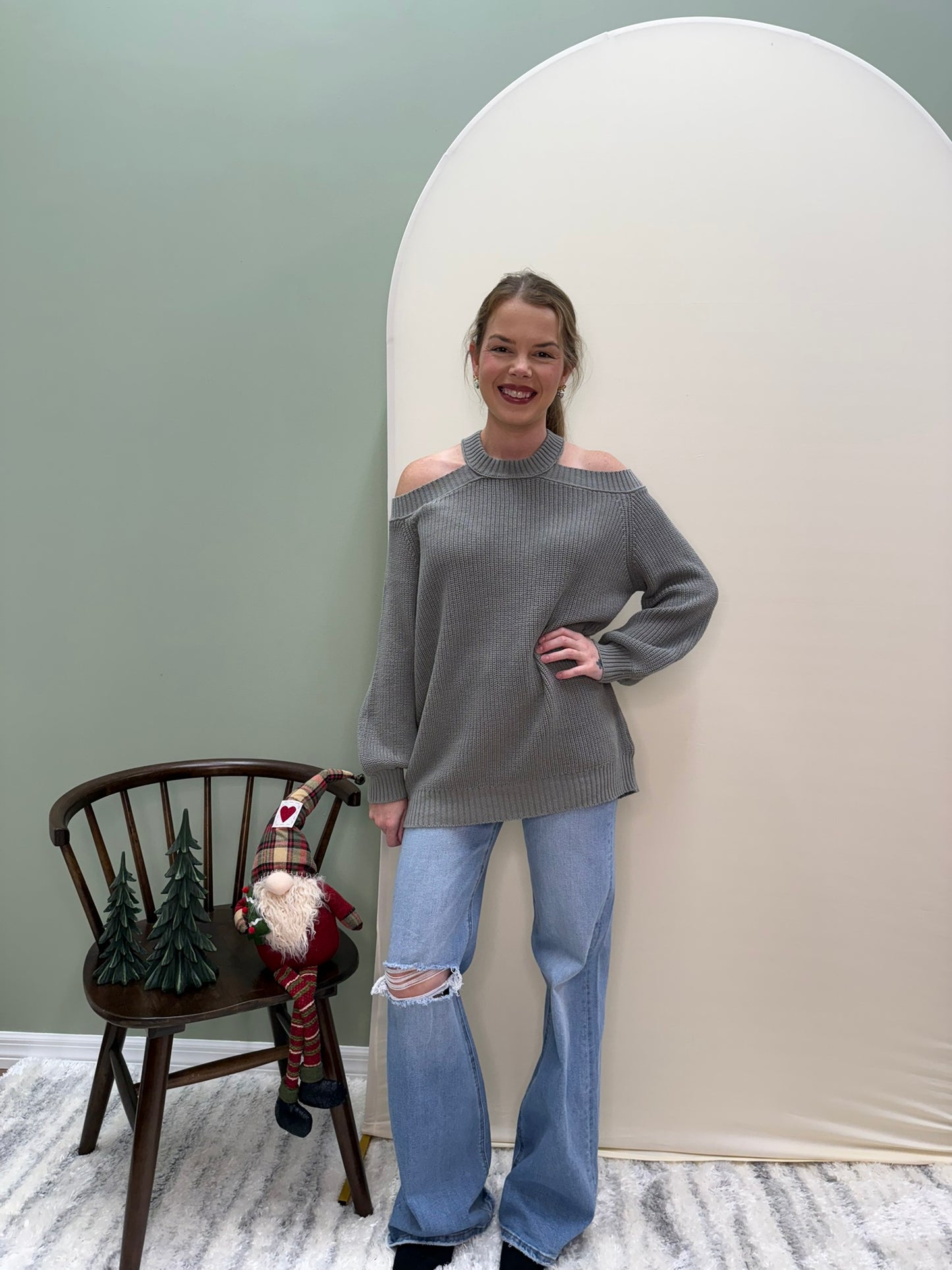 Cotton Cold Shoulder Sweater