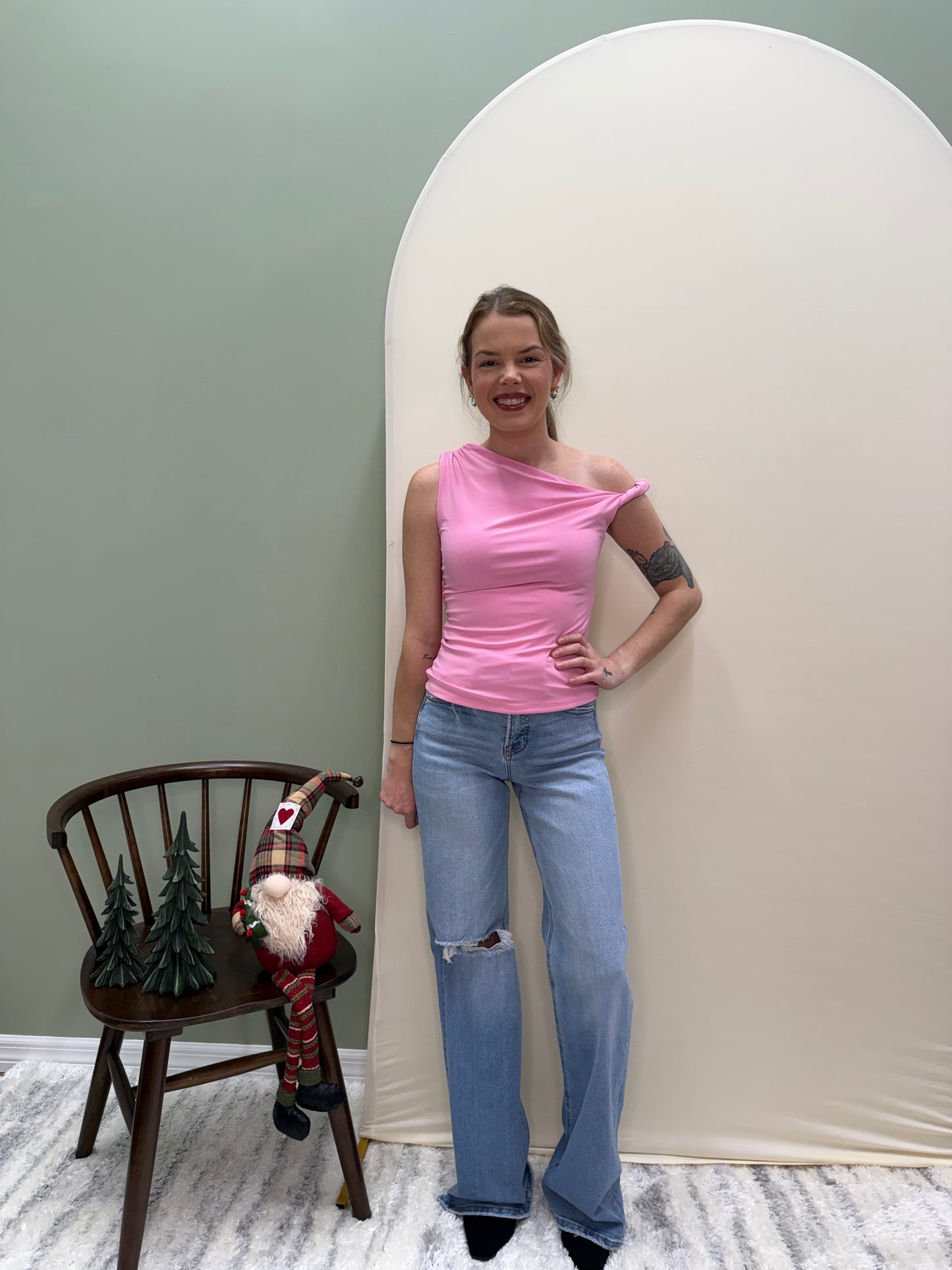 Twisted Charm One-Shoulder Top