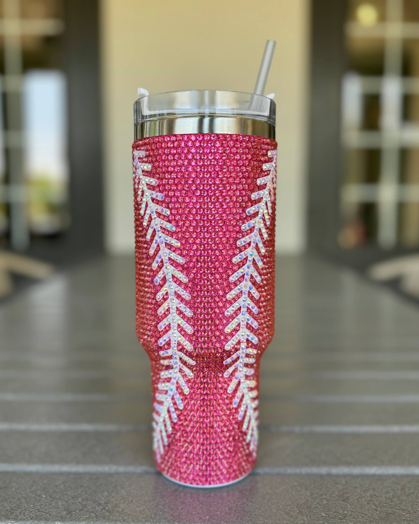 Pink Game Day Bling Softball Tumbler (40oz)