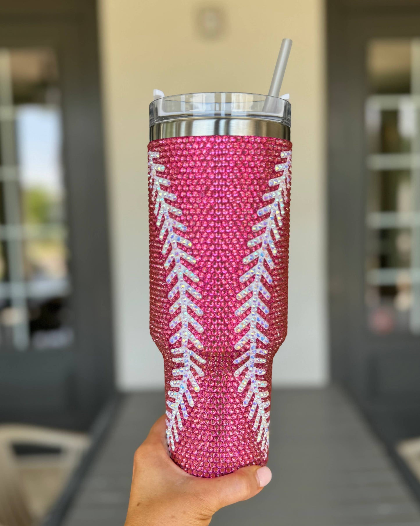 Pink Game Day Bling Softball Tumbler (40oz)