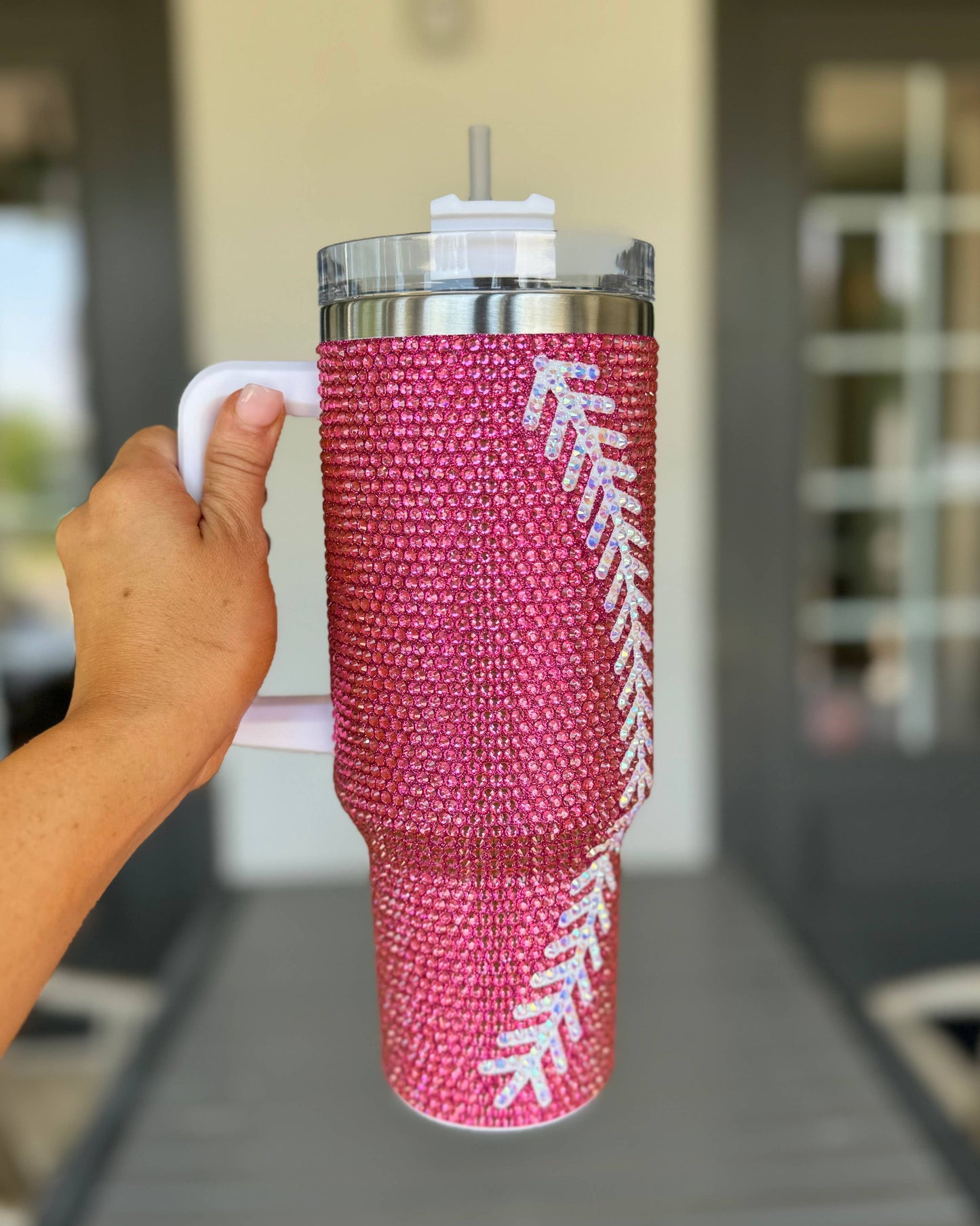 Pink Game Day Bling Softball Tumbler (40oz)