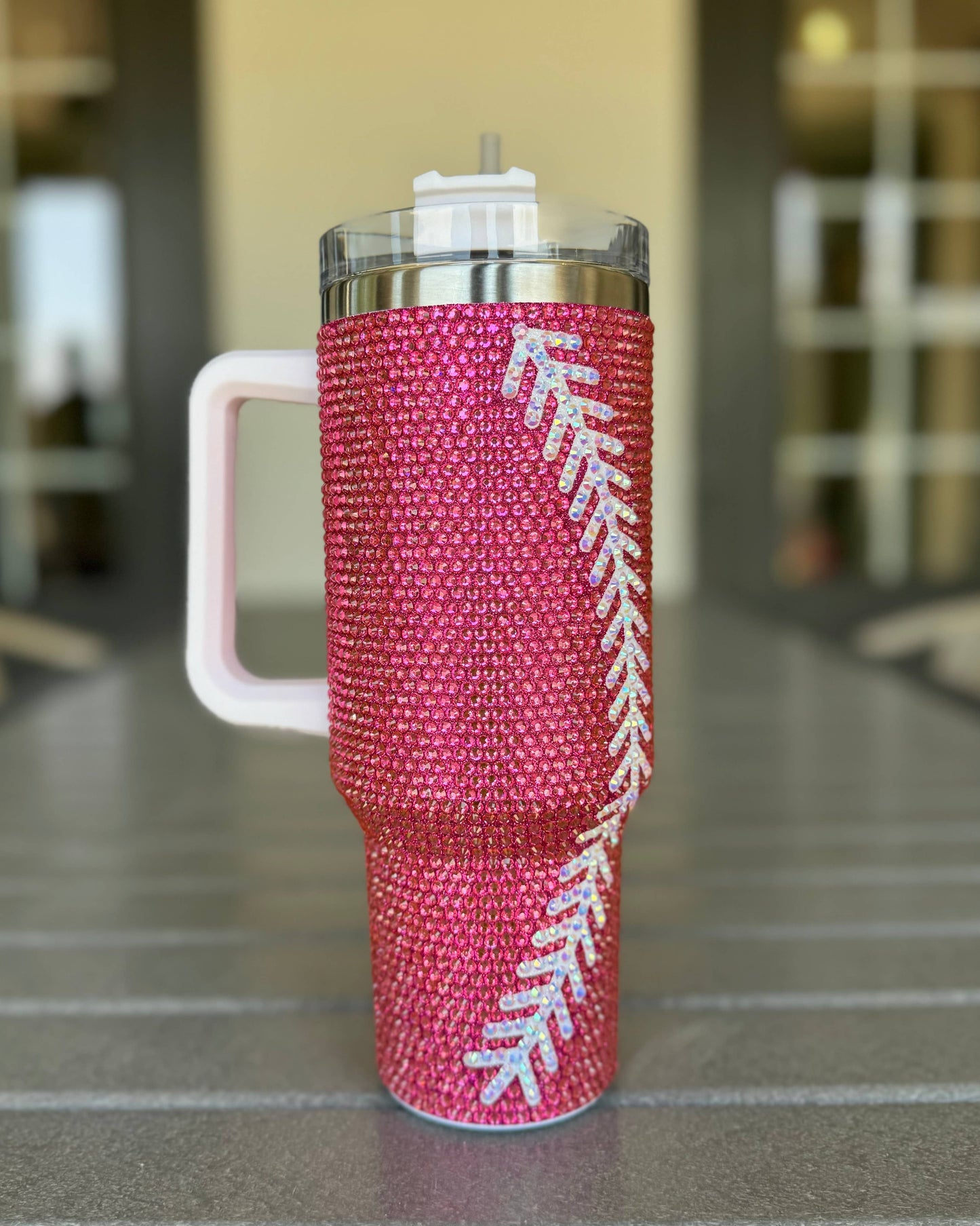 Pink Game Day Bling Softball Tumbler (40oz)